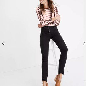 Madewell Tall 10" High-Rise Skinny Jeans in Berkeley Black: Button-Through 30T